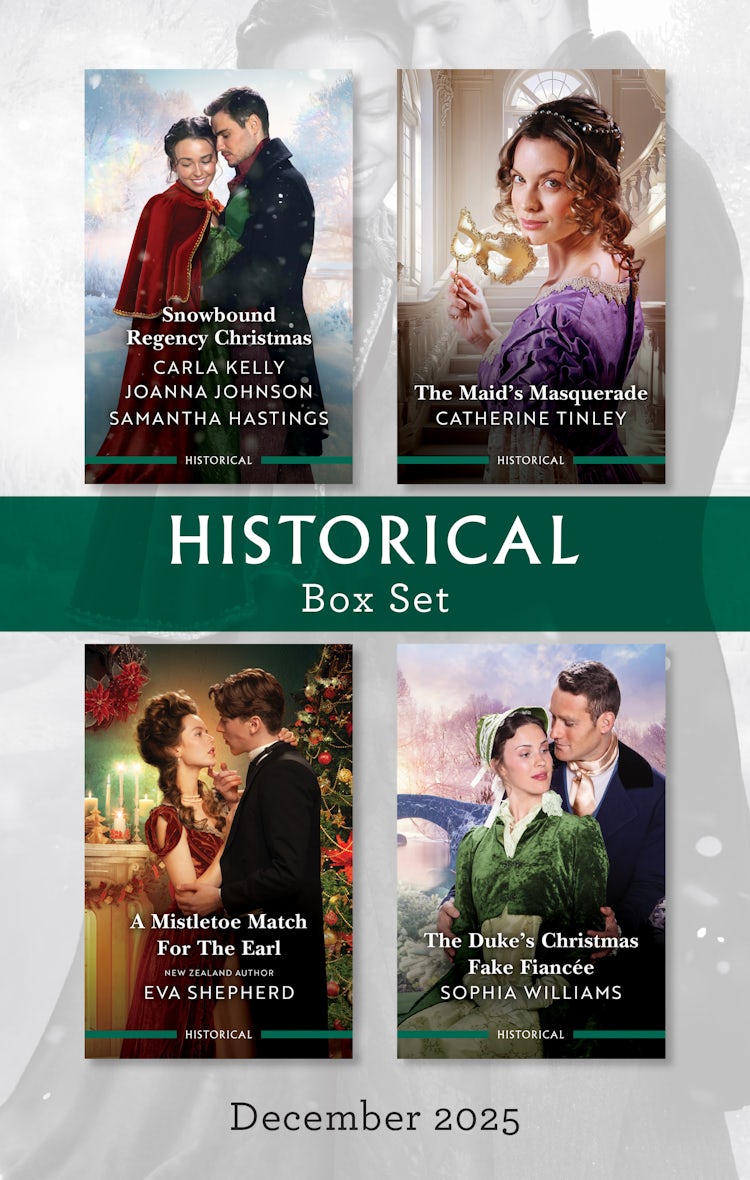 Cover image for Historical Box Set December 2025/A Christmas Houseguest/Their Yuletide Reunion/The Christmas Husband Charade/The Maid's Masquerade/A Mistletoe Match For The Earl/The Duke's Christmas Fake Fiancée, isbn: 9781038972453
