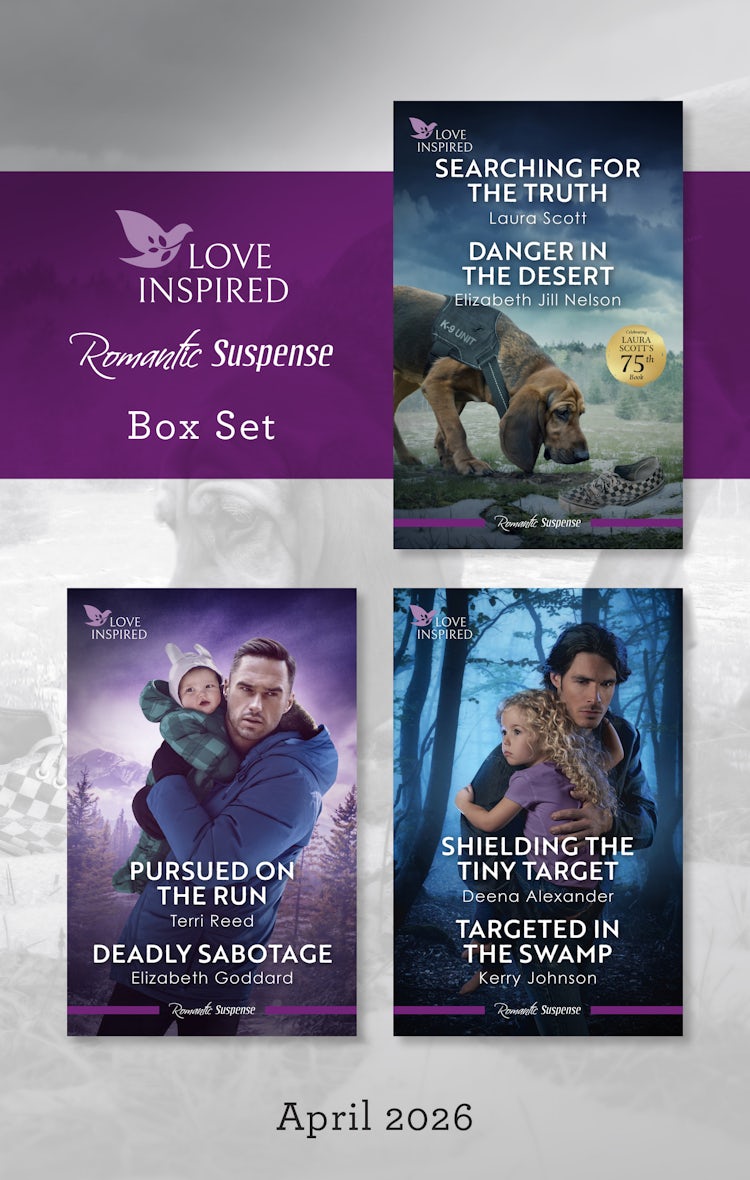 Cover image for Love Inspired Suspense Box Set April 2026/Searching For The Truth/Danger In The Desert/Pursued On The Run/Deadly Sabotage/Shielding The Tiny Target/Targeted In The Swamp, isbn: 9781038981165