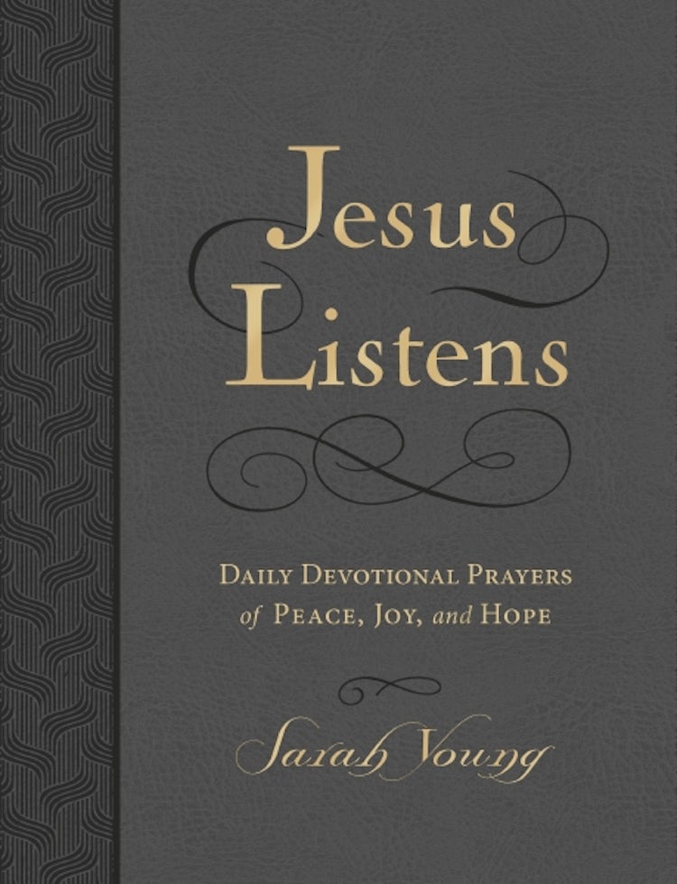 Cover image for Jesus Listens [Large Text, Charcoal, With Full Scriptures]: Daily Devotional Prayers Of Peace, Joy, And Hope (a 365-day Devotional), isbn: 9781400249336