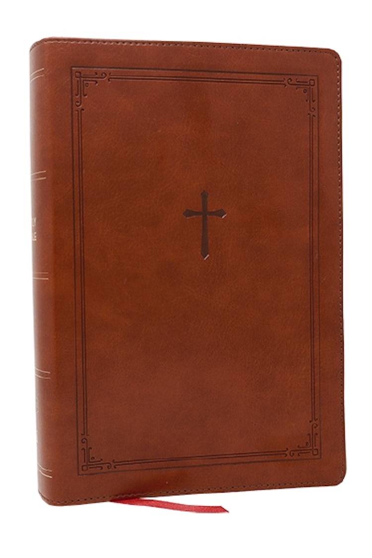 Cover image for NKJV Giant Print End of Verse Reference Bible, Brown, Red Letter, Comfort Print: Holy Bible, isbn: 9781400349500