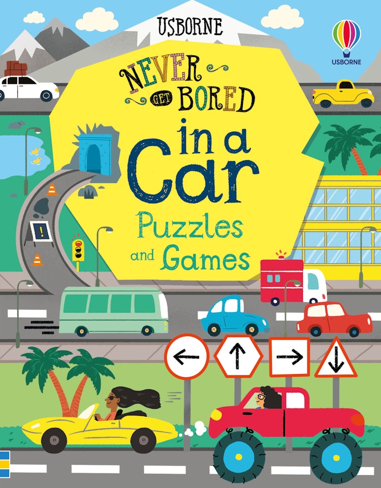Cover image for Never Get Bored in a Car Puzzles and Games, isbn: 9781474985468