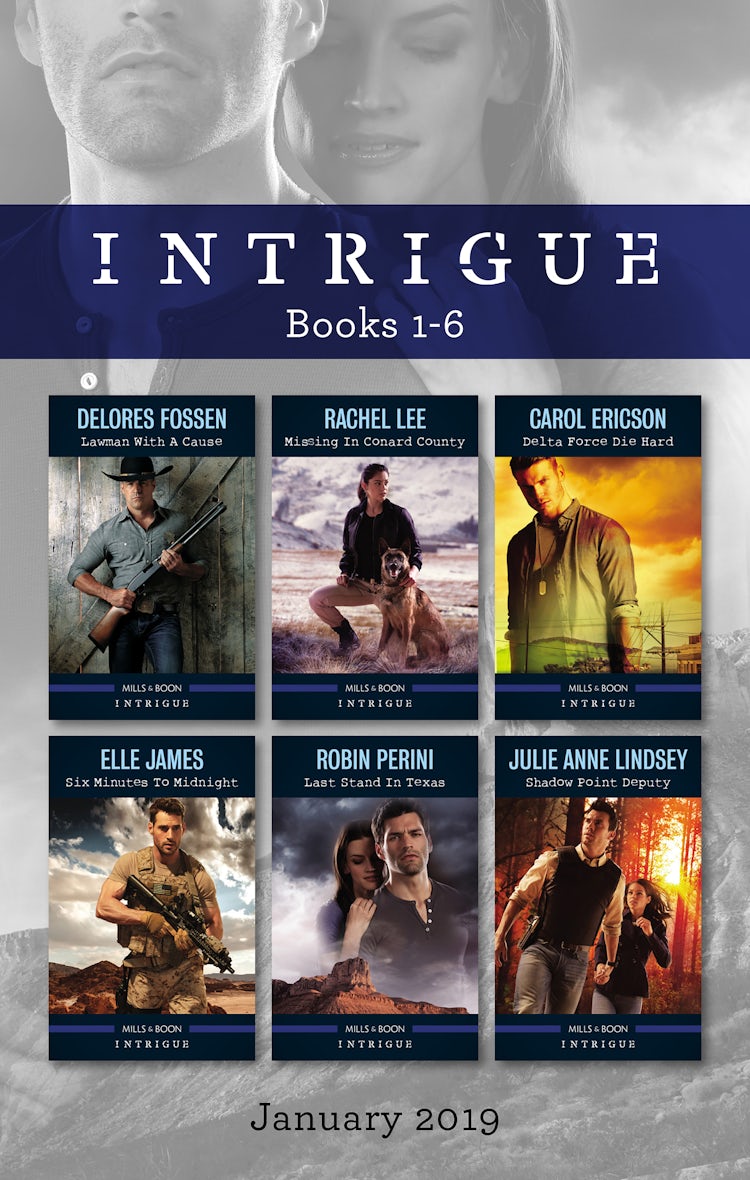 Cover image for Intrigue Box Set 1-6/Lawman with a Cause/Missing in Conard County/Delta Force Die Hard/Six Minutes to Midnight/Last Stand in Texas/Shadow Point, isbn: 9781489279446