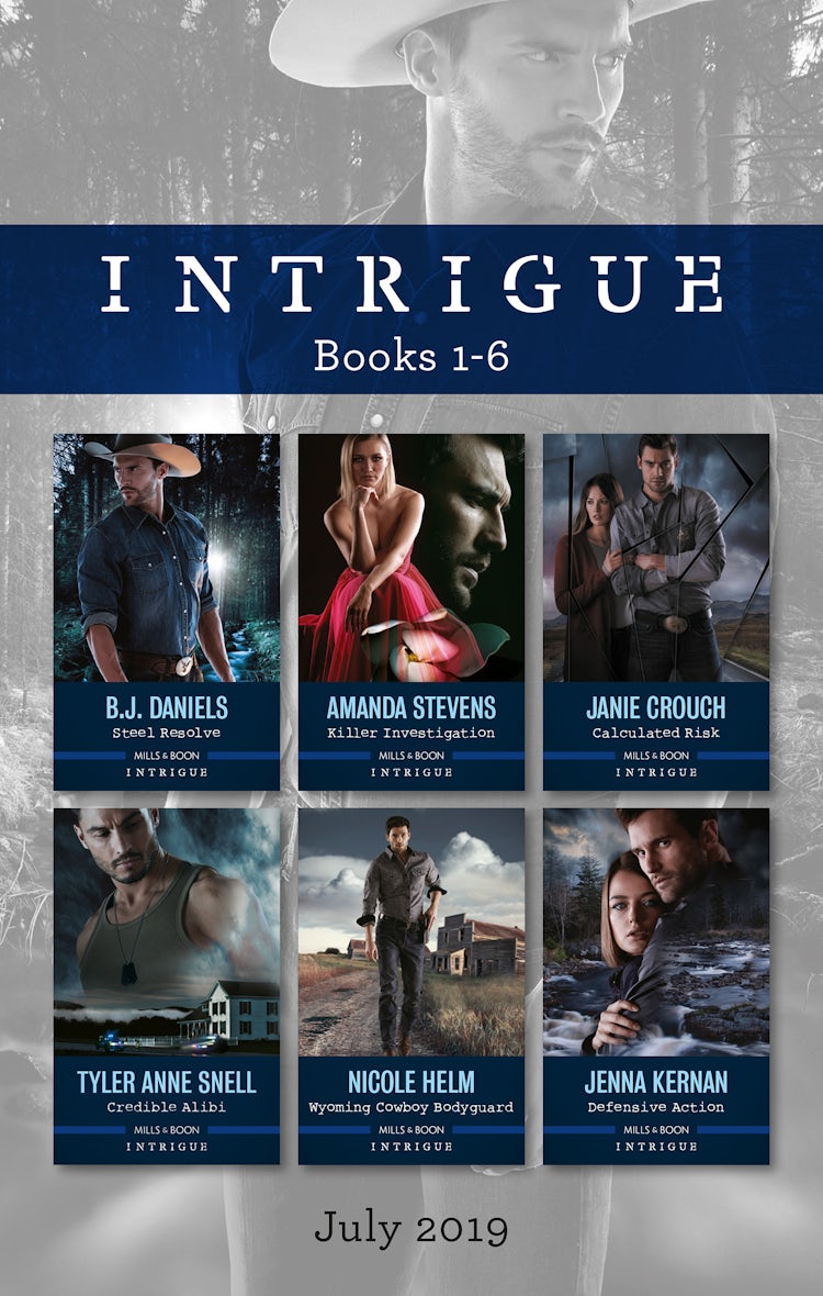 Cover image for Intrigue Box Set July 2019/Steel Resolve/Killer Investigation/Calculated Risk/Credible Alibi/Wyoming Cowboy Bodyguard/Defensive Action, isbn: 9781489287748