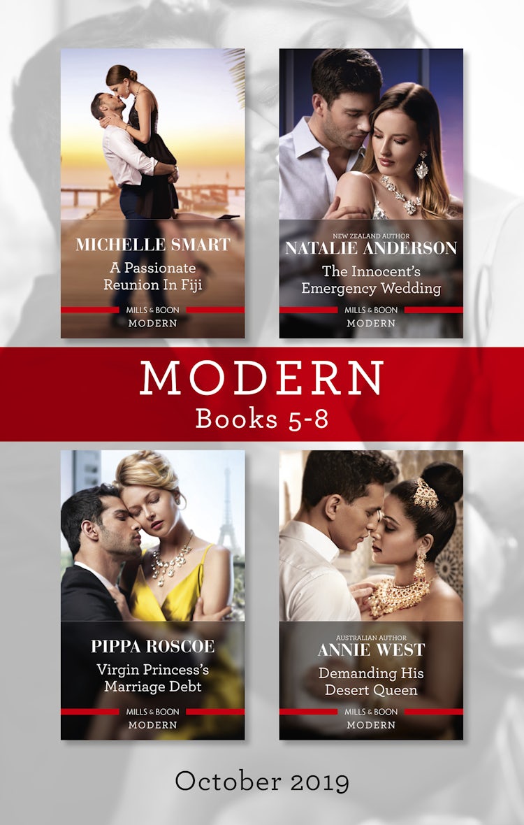 Cover image for A Passionate Reunion in Fiji/The Innocent's Emergency Wedding/Virgin Princess's Marriage Debt/Demanding His Desert Queen, isbn: 9781489293237