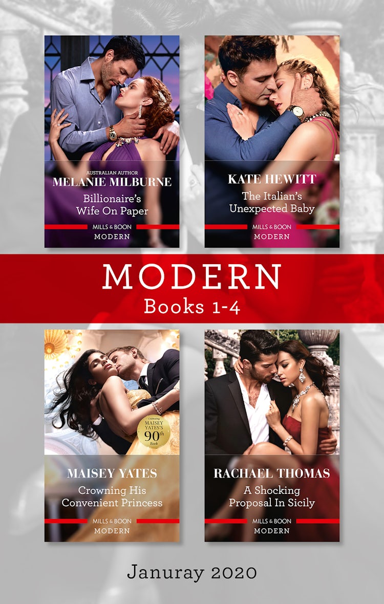 Cover image for Modern Box Set 1-4 Jan 2020/Billionaire's Wife on Paper/The Italian's Unexpected Baby/Crowning His Convenient Princess/A Shocking Proposal in, isbn: 9781489299864