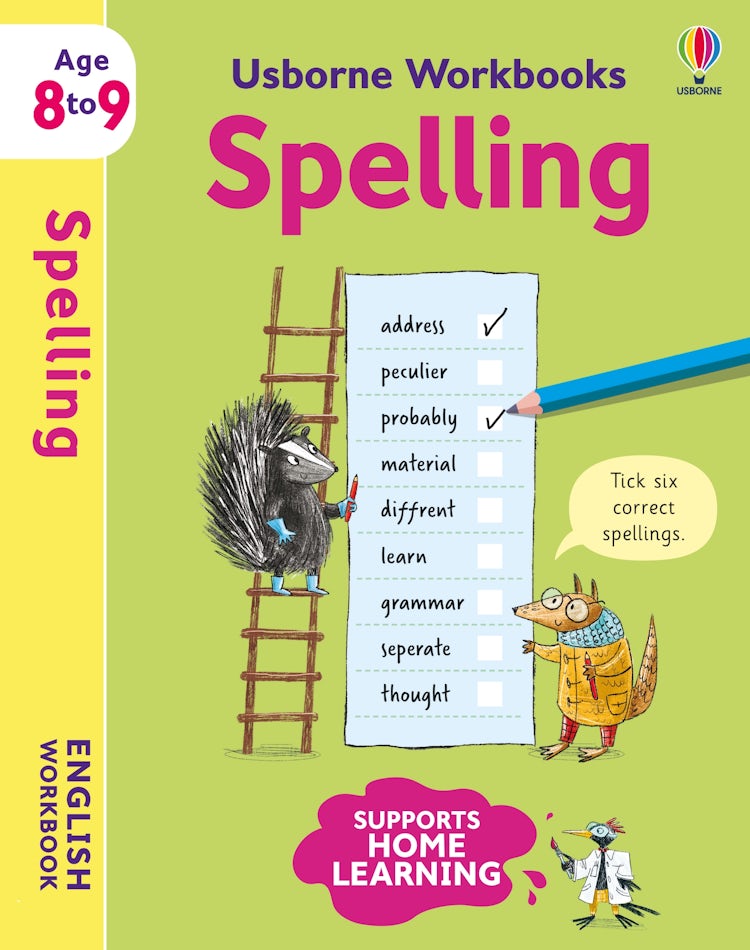 Cover image for Usborne Workbooks Spelling 8-9, isbn: 9781801313506