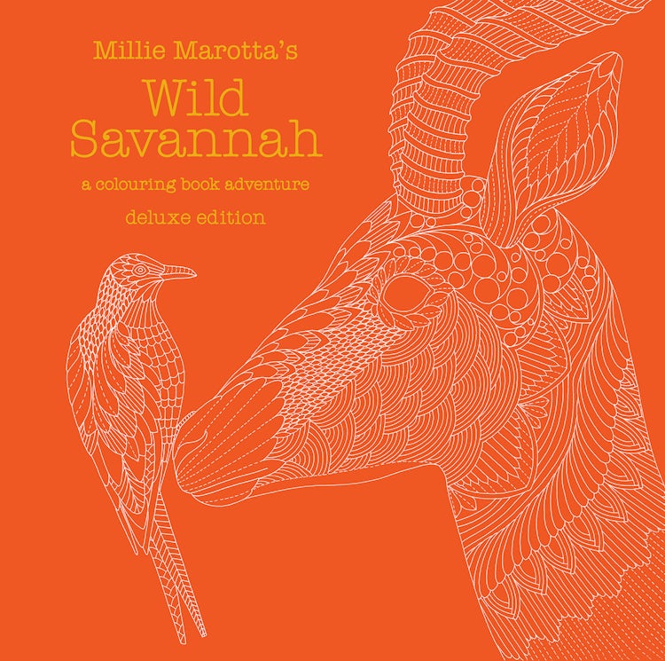 Cover image for Millie Marotta's Wild Savannah Deluxe Edition: A Colouring Book Adventure, isbn: 9781849943871