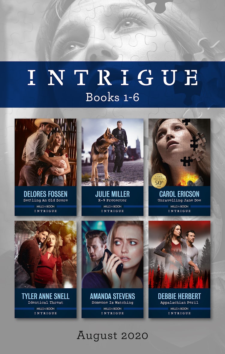Cover image for Intrigue Box Set 1-6 Aug 2020/Settling an Old Score/K-9 Protector/Unravelling Jane Doe/Identical Threat/Someone Is Watching/Appa, isbn: 9781867215332
