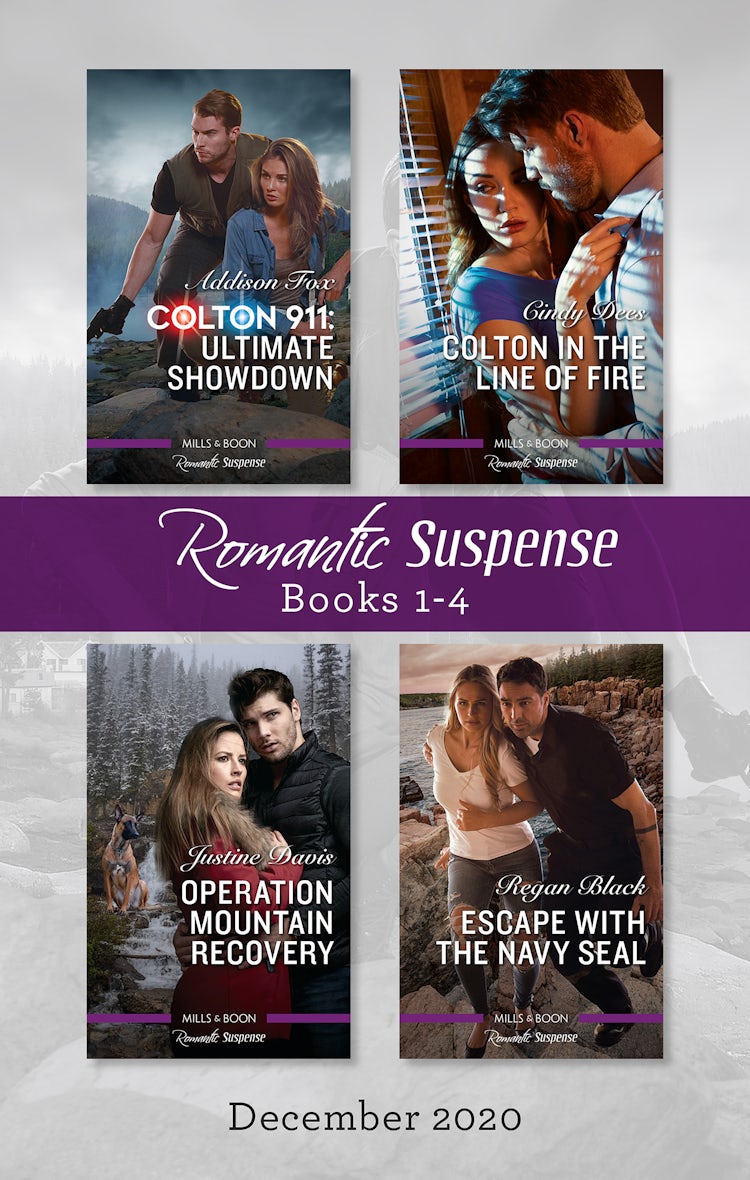 Cover image for Romantic Suspense Box Set 1-4 Dec 2020/Colton 911 - Ultimate Showdown/Colton in the Line of Fire/Operation Mountain Recovery/Escape w, isbn: 9781867222163