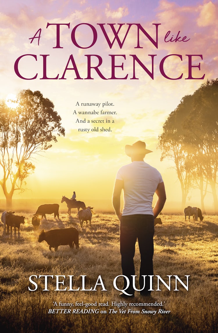 Cover image for A Town Like Clarence: feel-good and funny romance where a runaway pilot meets a wannabe farmer - new from the bestselling author of THE VET FROM SNOWY RIVER and A SNOWY RIVER SUMMER, isbn: 9781867225614