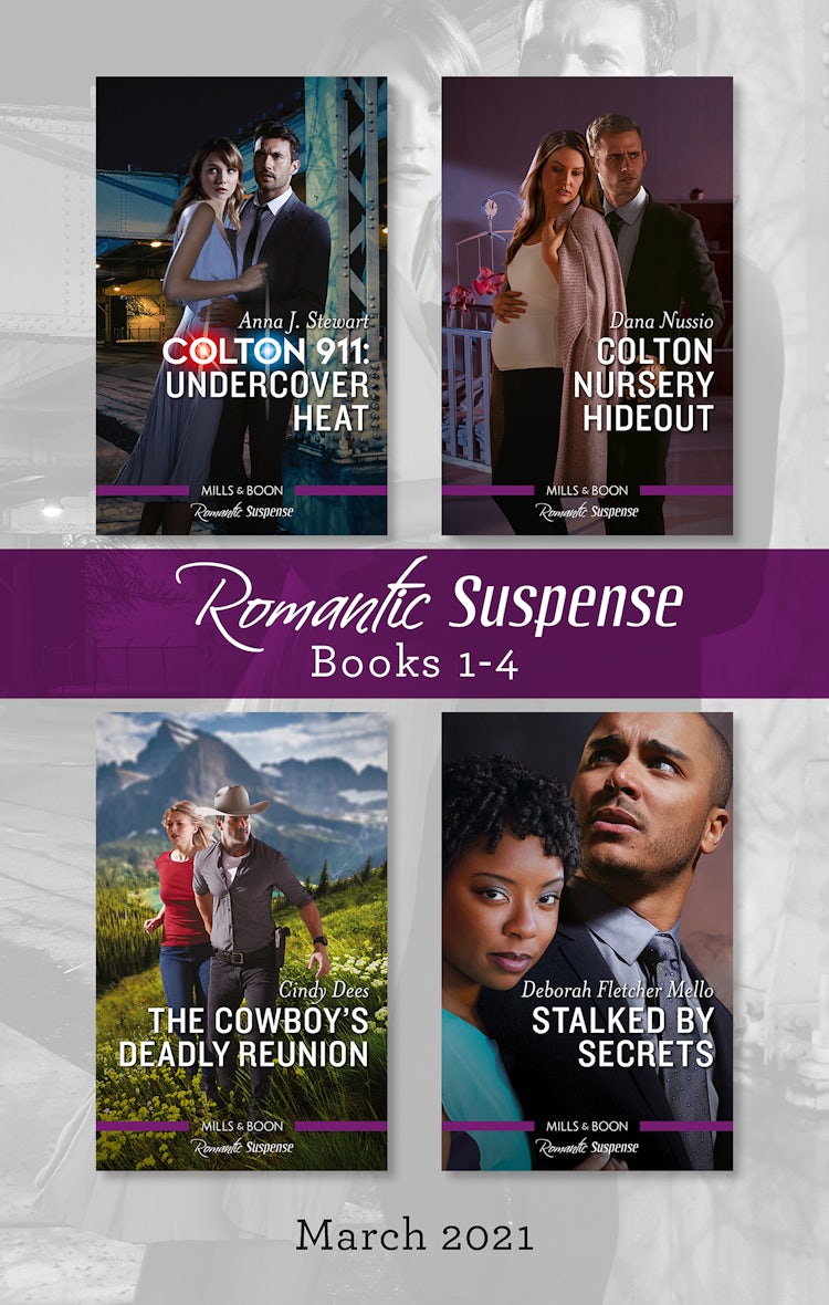 Cover image for Suspense Box Set Mar 2021/Colton 911 - Undercover Heat/Colton Nursery Hideout/The Cowboy's Deadly Reunion/Stalked by Secrets, isbn: 9781867228615