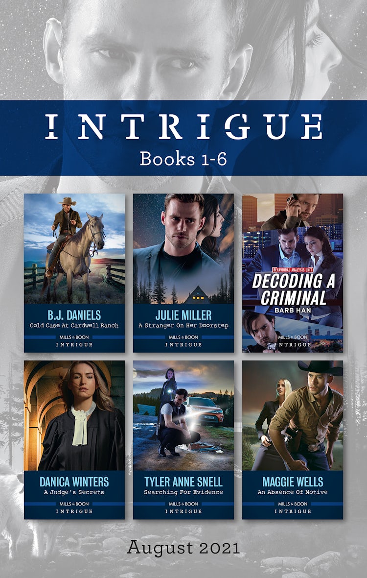 Cover image for Intrigue Box Set Aug 2021/Cold Case at Cardwell Ranch/A Stranger on Her Doorstep/Decoding a Criminal/A Judge's Secrets/Searching for Evidence/An, isbn: 9781867236801
