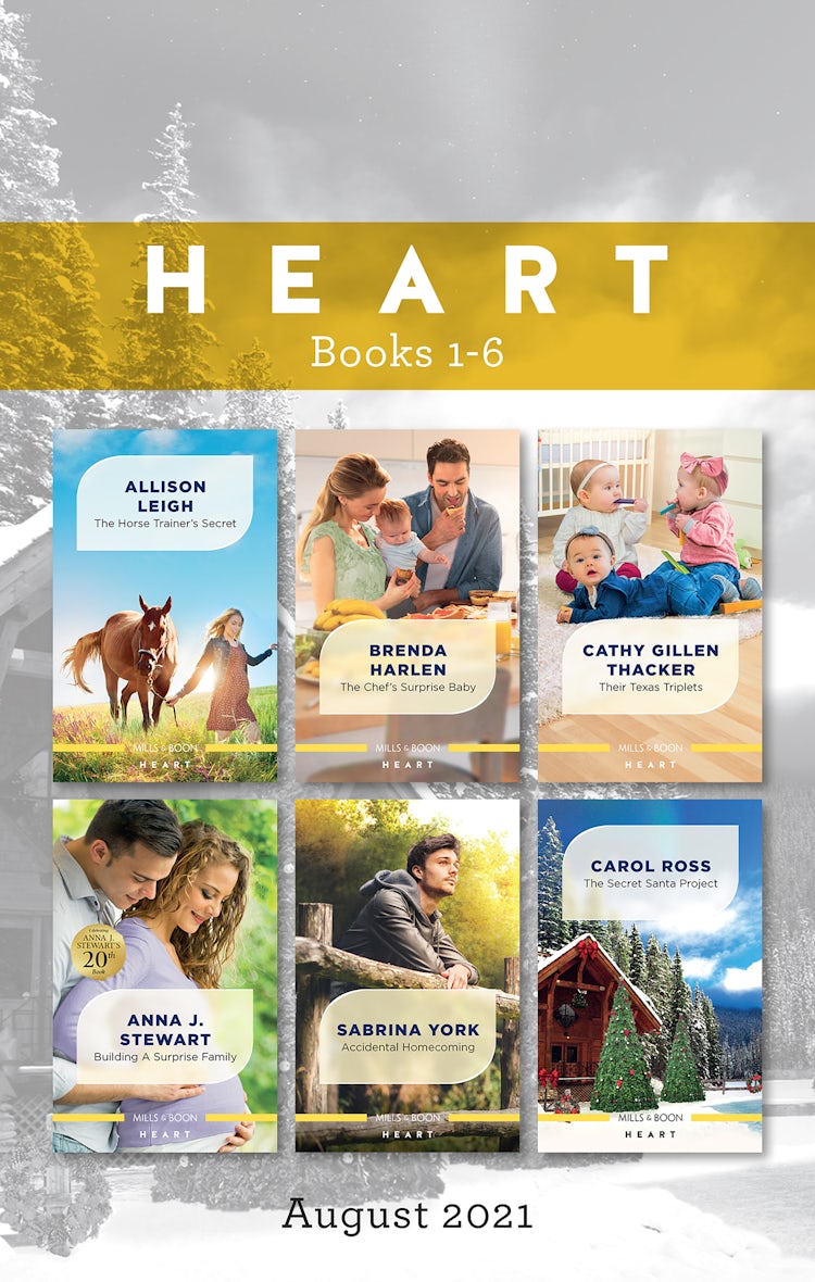 Cover image for Heart Box Set Aug 2021/The Horse Trainer's Secret/The Chef's Surprise Baby/Their Texas Triplets/Building a Surprise Family/Accidental Homecomi, isbn: 9781867236870