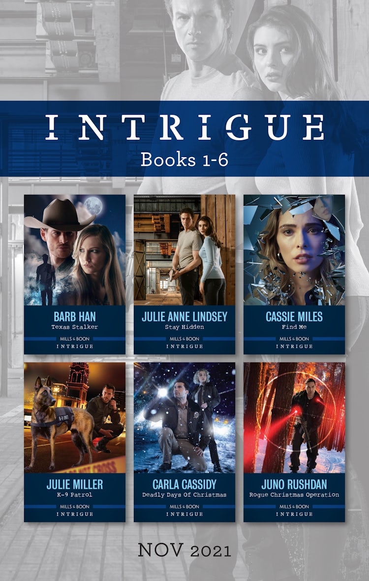 Cover image for Intrigue Box Set Nov 2021/Texas Stalker/Stay Hidden/Find Me/K-9 Patrol/Deadly Days of Christmas/Rogue Christmas Operation, isbn: 9781867242642