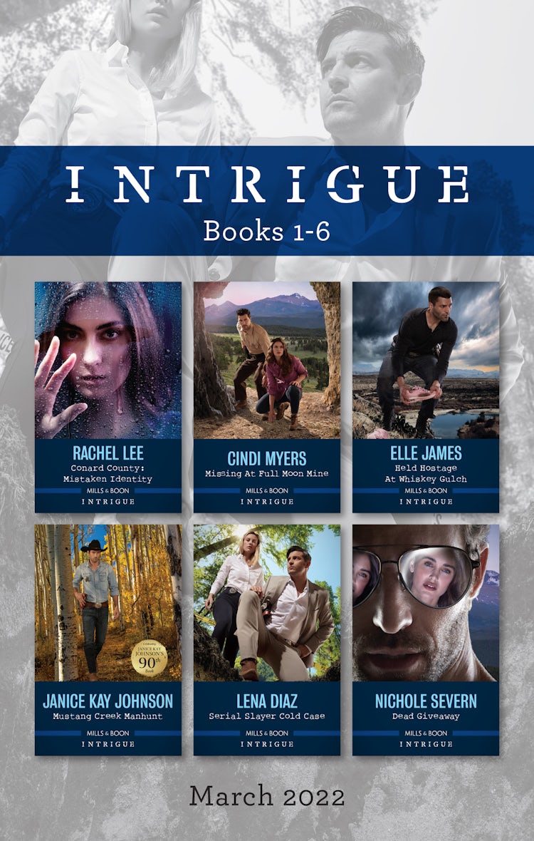 Cover image for Intrigue Box Set Mar 2022/Conard County: Mistaken Identity/Missing at Full Moon Mine/Held Hostage at Whiskey Gulch/Mustang Creek Manhunt/Seria, isbn: 9781867250579