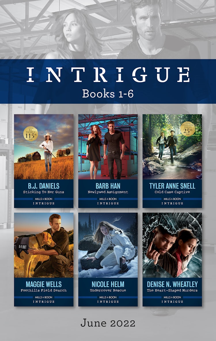 Cover image for Intrigue Box Set June 2022/Sticking to Her Guns/Newlywed Assignment/Cold Case Captive/Foothills Field Search/Undercover Rescue/The Heart-Shaped M, isbn: 9781867257677