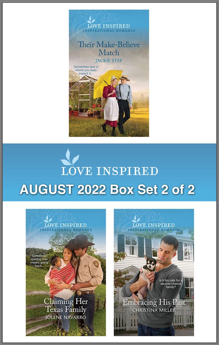 Cover image for Love Inspired August 2022 Box Set - 2 of 2/Their Make-Believe Match/Claiming Her Texas Family/Embracing His Past, isbn: 9781867261889