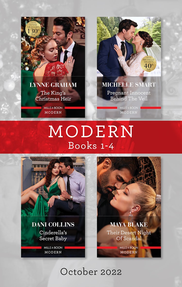 Cover image for Modern Box Set 1-4 Oct 2022/The King's Christmas Heir/Pregnant Innocent Behind the Veil/Cinderella's Secret Baby/Their Desert Night of Scandal, isbn: 9781867267508