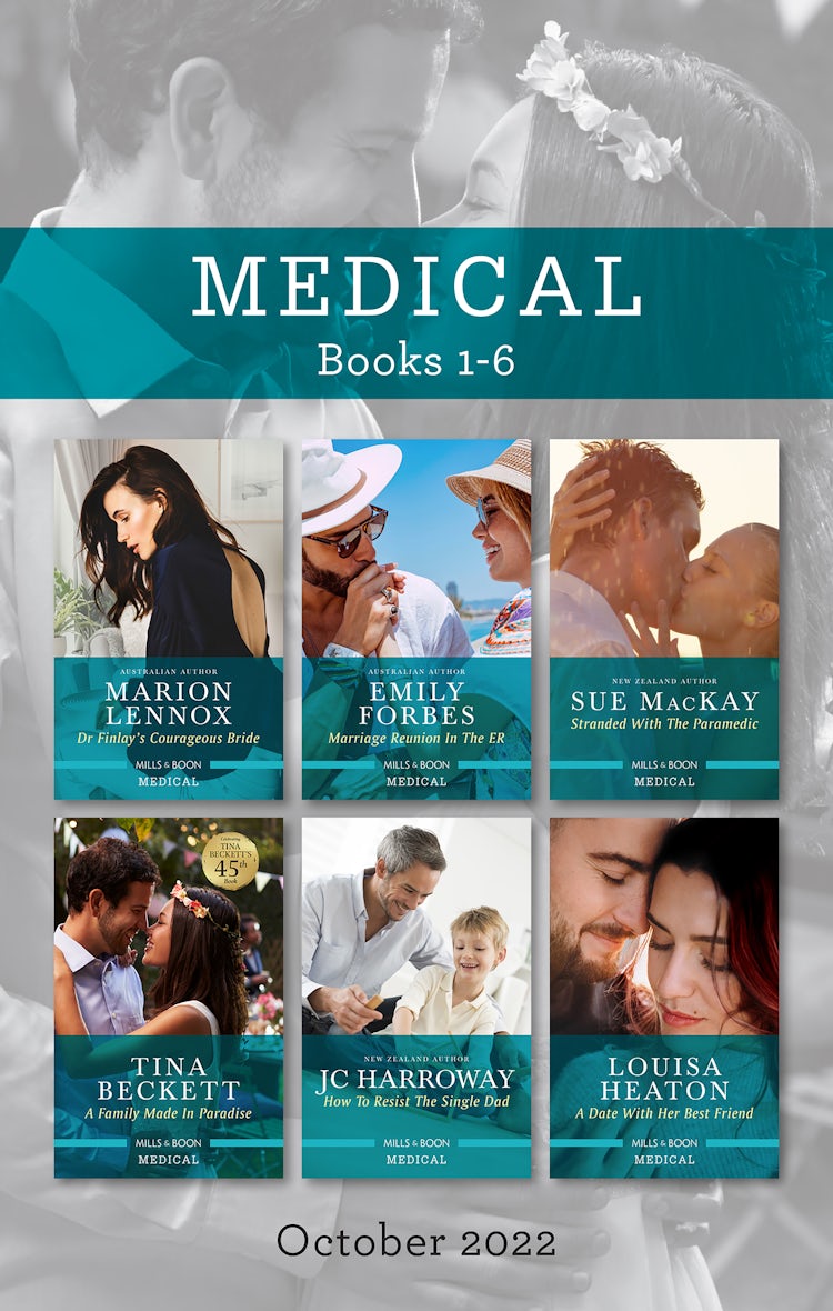 Cover image for Medical Box Set Oct 2022/Dr Finlay's Courageous Bride/Marriage Reunion in the ER/Stranded with the Paramedic/A Family Made in Paradise/How to Resist the Single Dad/A Date with Her Best Friend, isbn: 9781867267638