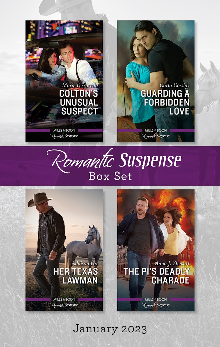 Cover image for Suspense Box Set Jan 2023/Colton's Unusual Suspect/Guarding a Forbidden Love/Her Texas Lawman/The PI's Deadly Charade, isbn: 9781867275527
