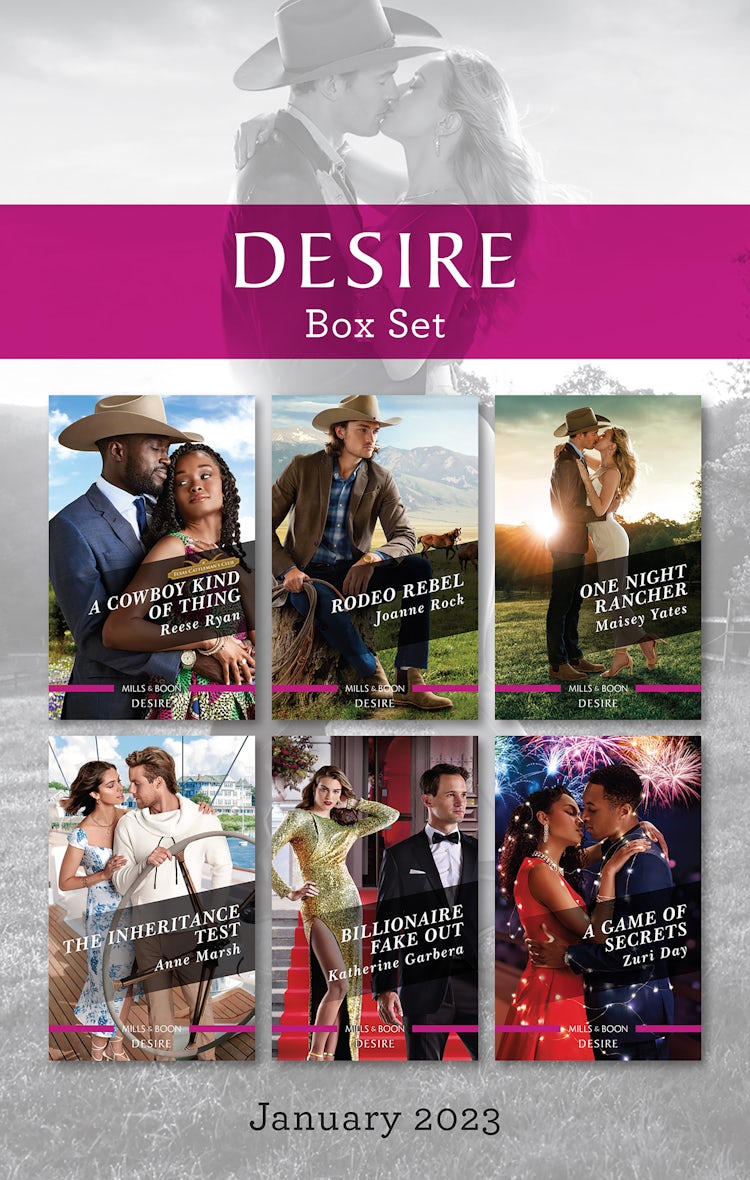Cover image for Desire Box Set Jan 2023/A Cowboy Kind of Thing/Rodeo Rebel/One Night Rancher/The Inheritance Test/Billionaire Fake Out/A Game of Secrets, isbn: 9781867275701
