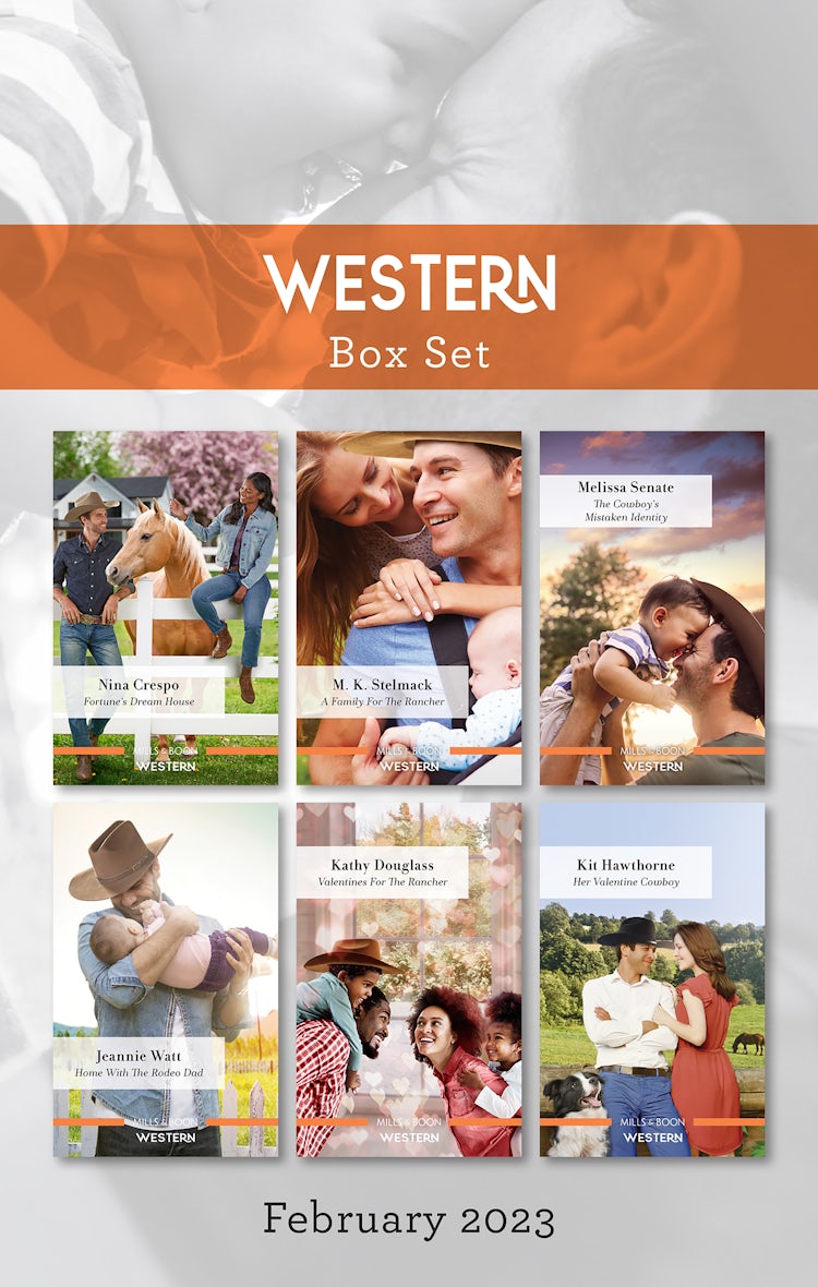 Cover image for Western Box Set Feb 2023/Fortune's Dream House/A Family for the Rancher/The Cowboy's Mistaken Identity/Home with the Rodeo Dad/Valentines for the Rancher/Her Valentine Cowboy, isbn: 9781867278160