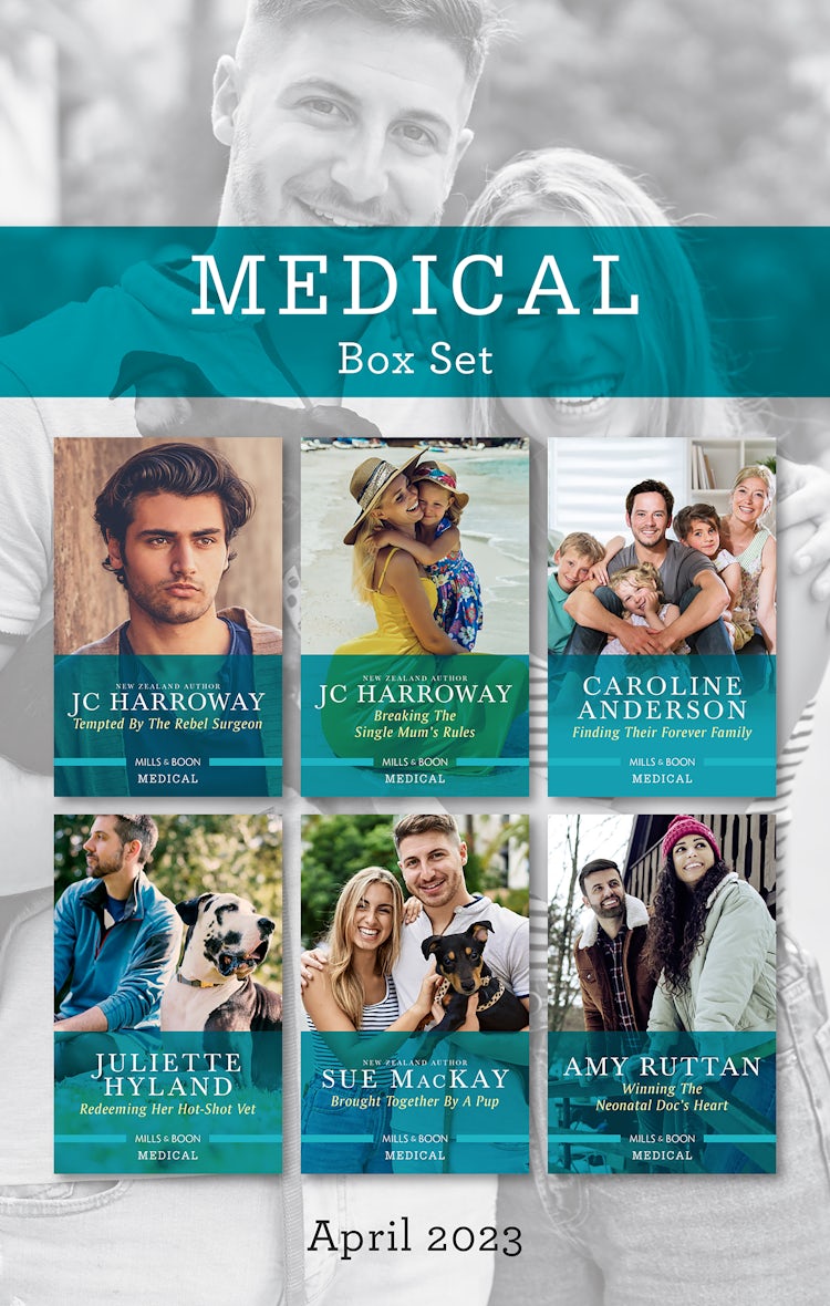 Cover image for Medical Box Set Apr 2023/Tempted by the Rebel Surgeon/Breaking the Single Mum's Rules/Finding Their Forever Family/Redeeming Her Hot-Shot Vet/Brought Together by a Pup/Winning the Neonatal Doc's Heart, isbn: 9781867279495