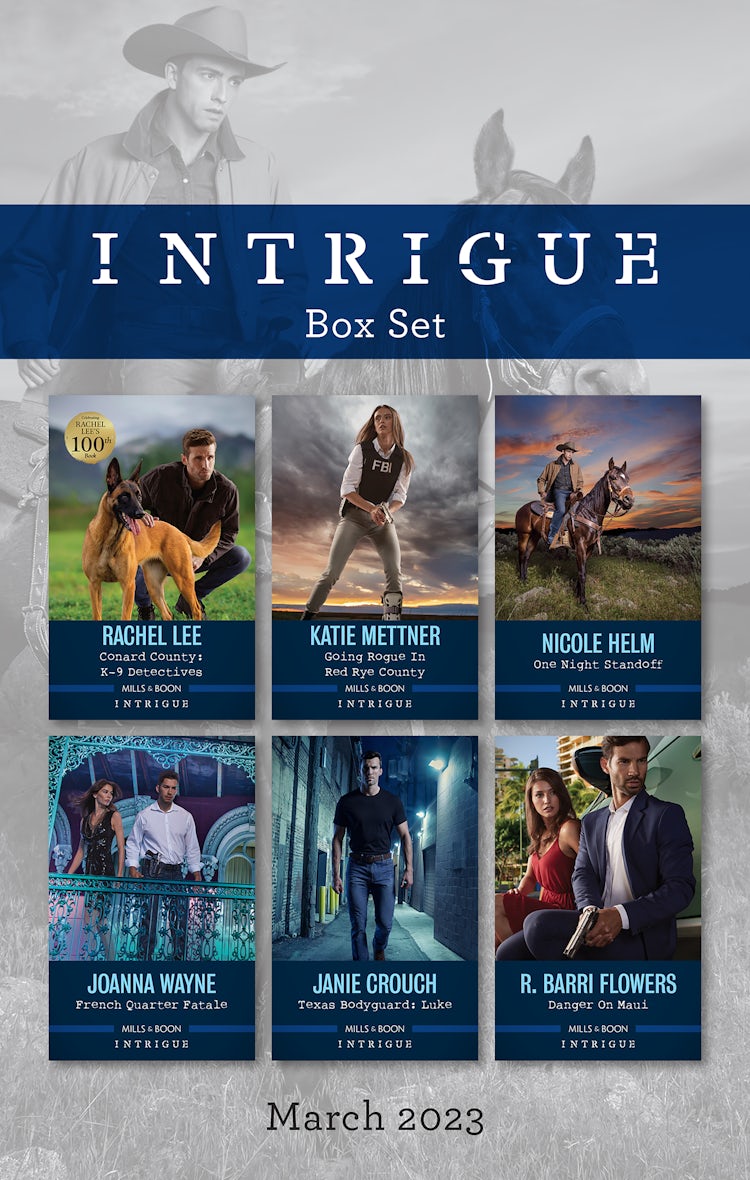Cover image for Intrigue Box Set Mar 2023/Conard County K-9 Detectives/Going Rogue in Red Rye County/One Night Standoff/French Quarter Fatale/Texas Bodyguard - Luke/Danger on Maui, isbn: 9781867279563
