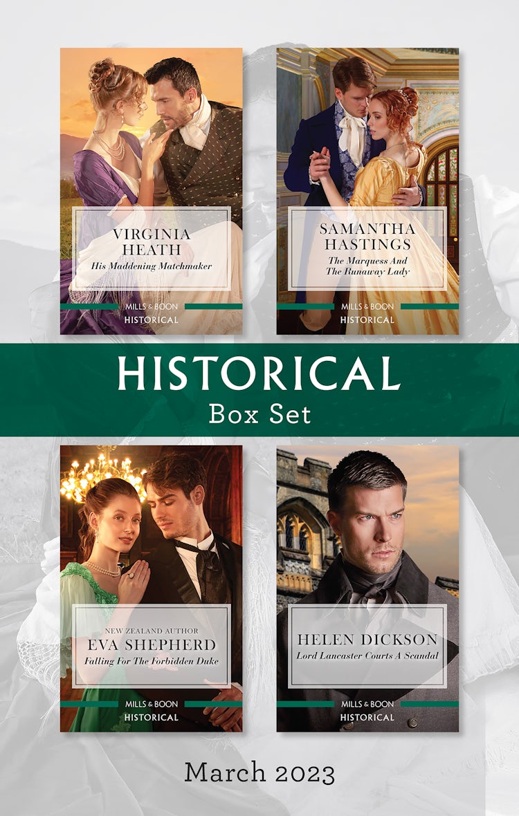 Cover image for Historical Box Set Mar 2023/His Maddening Matchmaker/The Marquess and the Runaway Lady/Falling for the Forbidden Duke/Lord Lancaster Courts a Scandal, isbn: 9781867280262