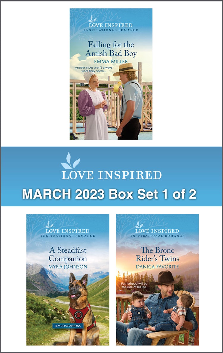 Cover image for Love Inspired March 2023 Box Set - 1 of 2/Falling for the Amish Bad Boy/A Steadfast Companion/The Bronc Rider's Twins, isbn: 9781867280934