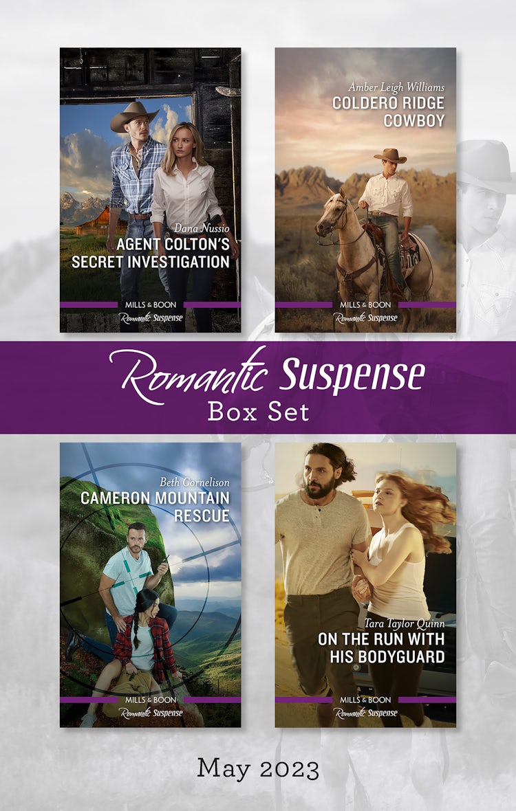 Cover image for Suspense Box Set May 2023/Agent Colton's Secret Investigation/Coldero Ridge Cowboy/Cameron Mountain Rescue/On the Run with His Bodyguard, isbn: 9781867282921