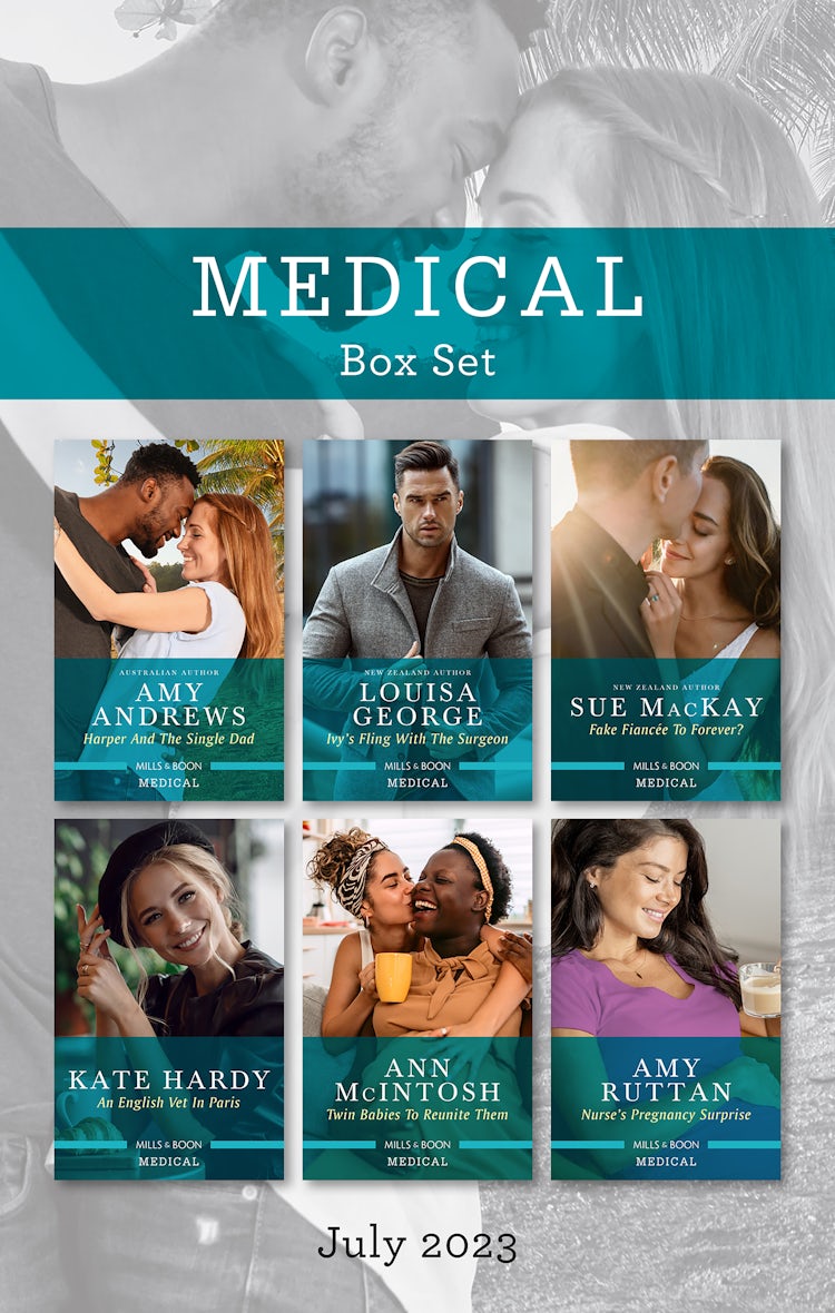 Cover image for Medical Box Set July 2023/Harper and the Single Dad/Ivy's Fling with the Surgeon/Fake Fiancée to Forever?/An English Vet in Paris/Twin Babies to Reunite Them/Nurse's Pregnancy Surprise, isbn: 9781867287902