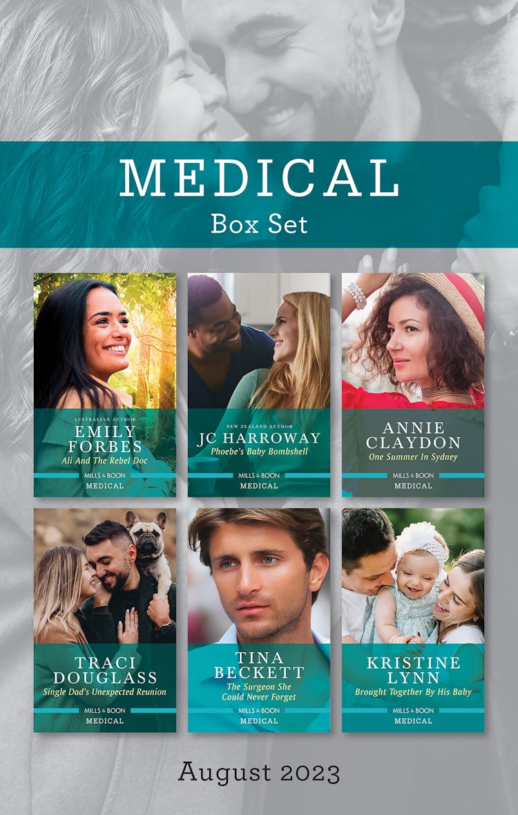 Cover image for Medical Box Set August 2023/Ali and the Rebel Doc/Phoebe's Baby Bombshell/One Summer in Sydney/Single Dad's Unexpected Reunion/The Surgeon She Could Never Forget/Brought Together by His Baby, isbn: 9781867287971