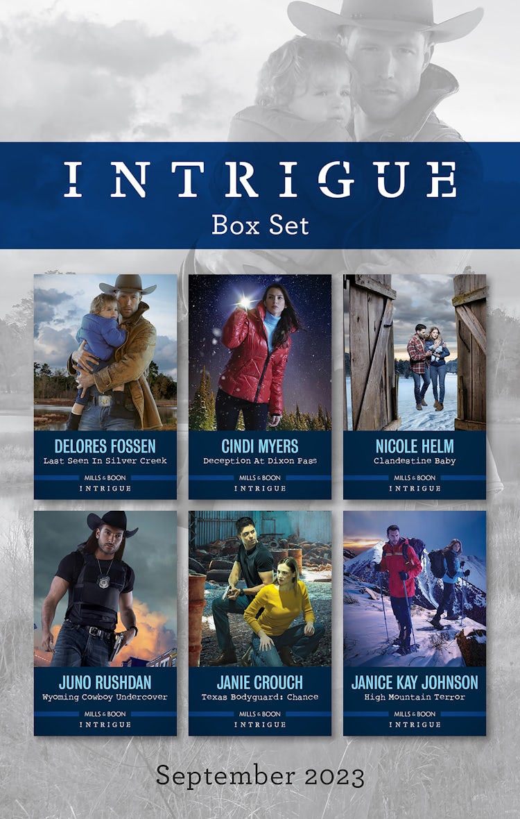Cover image for Intrigue Box Set Sept 2023/Last Seen in Silver Creek/Deception at Dixon Pass/Clandestine Baby/Wyoming Cowboy Undercover/Texas Bodyguard - Chance/High Mountain Terror, isbn: 9781867293163