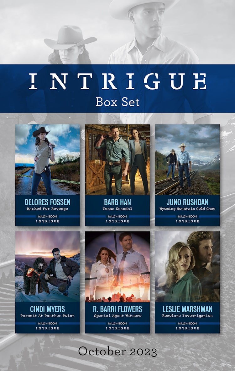 Cover image for Intrigue Box Set Oct 2023/Marked for Revenge/Texas Scandal/Wyoming Mountain Cold Case/Pursuit at Panther Point/Special Agent Witness/Resolute Investigation, isbn: 9781867296874