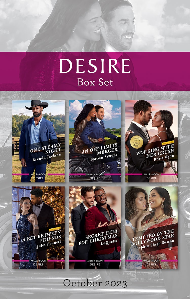 Cover image for Desire Box Set Oct 2023/One Steamy Night/An Off-Limits Merger/Working with Her Crush/A Bet Between Friends/Secret Heir for Christmas/Tempted by the Bollywood Star, isbn: 9781867297154