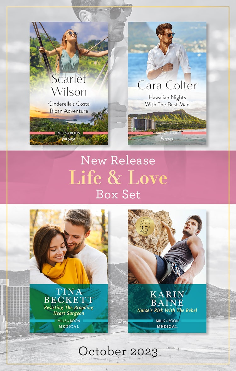 Cover image for Life & Love New Release Box Set Oct 2023/Cinderella's Costa Rican Adventure/Hawaiian Nights With The Best Man/Resisting The Brooding Heart Surgeon/Nurse's Risk With The Rebel, isbn: 9781867298595