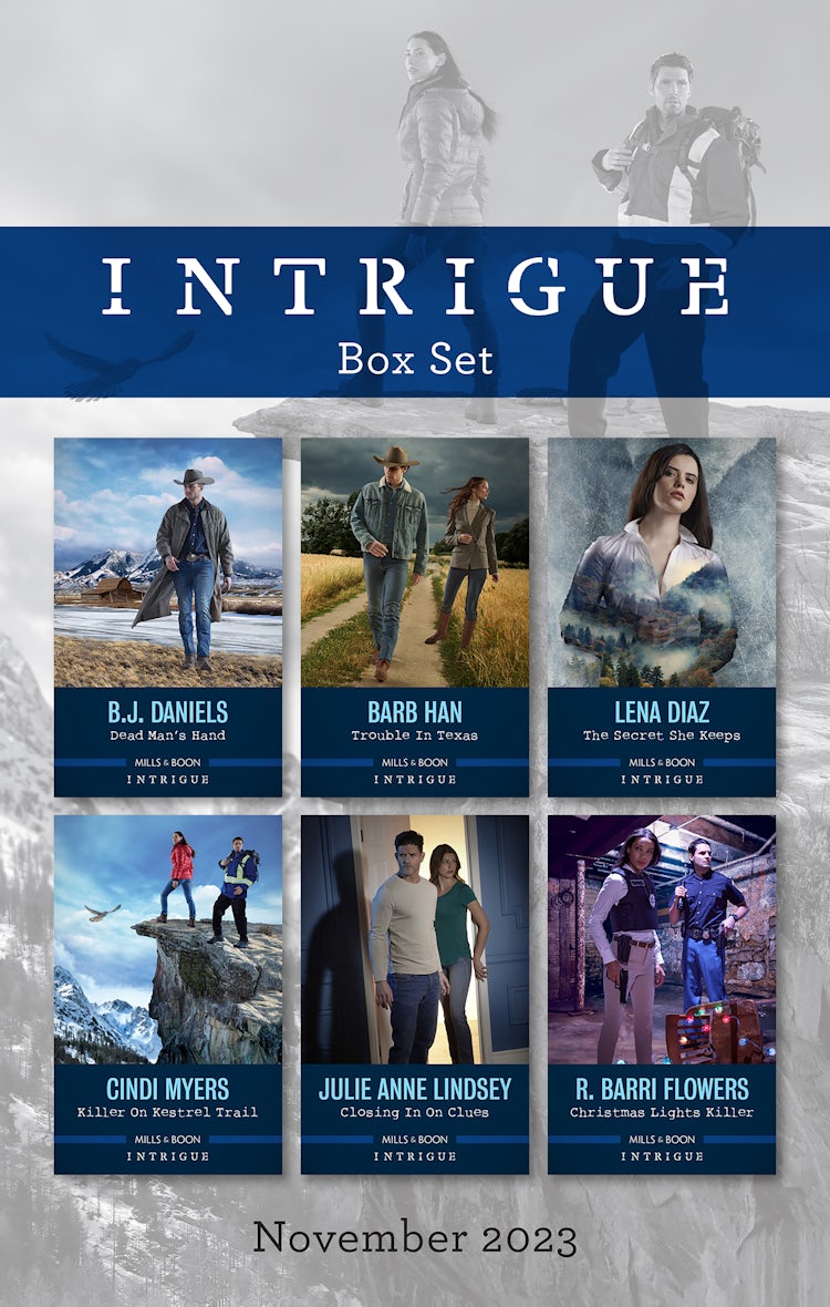 Cover image for Intrigue Box Set Nov 2023/Dead Man's Hand/Trouble In Texas/The Secret She Keeps/Killer On Kestrel Trail/Closing In On Clues/Christmas Lights Killer, isbn: 9781867298991